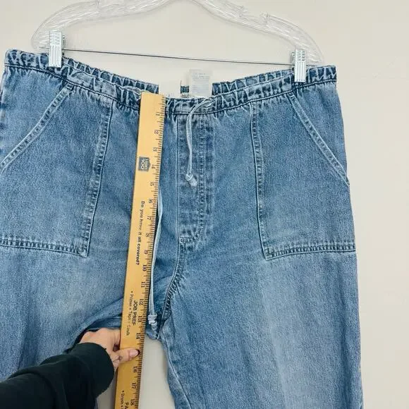 Essentials Style Drawstring Blue Denim Straight Leg Women’s Size XL - Picture 3 of 7